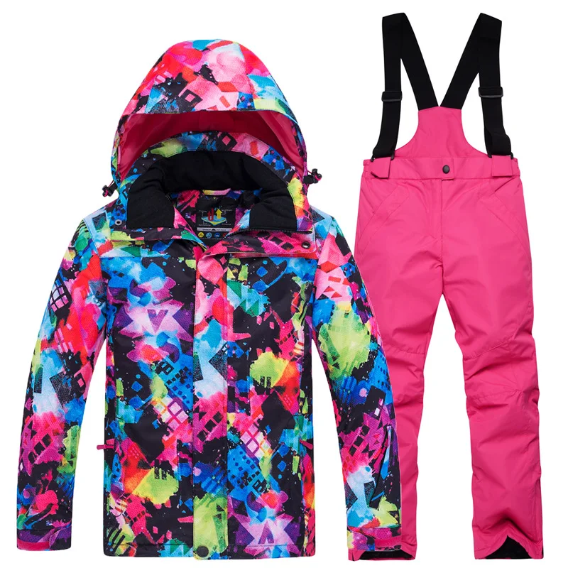 Детский лыжный костюм; зимнее пальто; ветрозащитные водонепроницаемые лыжные куртки для девочек и мальчиков; зимние штаны; теплый детский зимний костюм для сноуборда - Цвет: 12