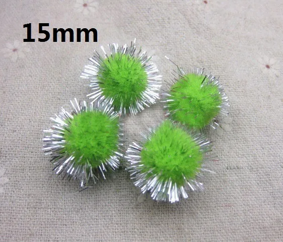 15mm light green 15/20 мм Цвета Помпоном Мяч материал для изготовления сумок, повязка для волос, Одежда DIY Аксессуары - Цвет: 15mm light green