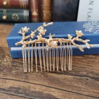 New Women Gold Leaves Pearl Hairpins Metal Barrette Clip Wedding Bridal Hair Comb Jewelry Accessories Hairstyle