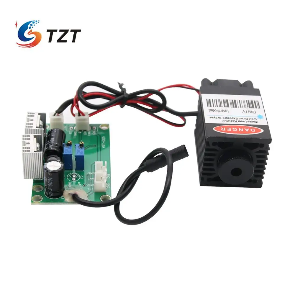 TZT 450nm 1.6W Blue Laser Diode Module Line Type Tunable Laser + 12V 2A Drive Board