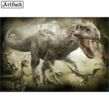 

5d diy diamond painting dinosaur pattern forest full square animal rhinestone 3d diamond mosaic diamond embroidery 20x30cm