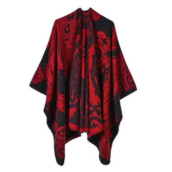 

Womens Bohemian Paisley Floral Print Poncho Shawl Open Front Elegant Cape Cardigan Wrap Oversized Winter Warm Scarf Blanket 517D