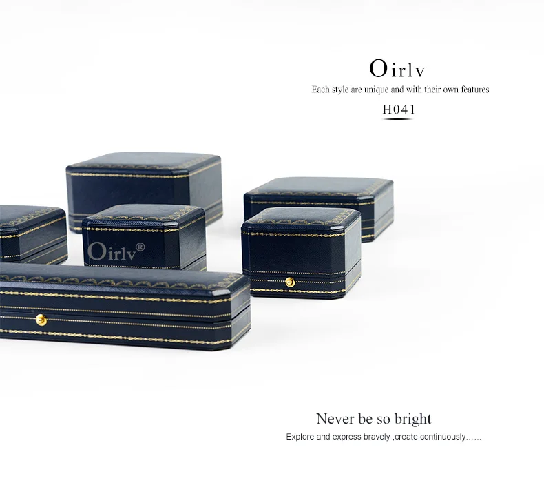Oirlv Königsblaue Ringbox aus PU-Leder, 10,5 x 8 x 4,5 cm, Schmuck-Organizer-Box für Verlobung, Hochzeit, Schmuck, Geschenkbox – Detail 4