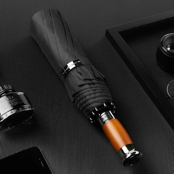 

Genuine Brand Large Umbrella Men Business 1.2m Fully Automatic Umbrella Windproof 10K Wooden Handle Umbrellas Golf
