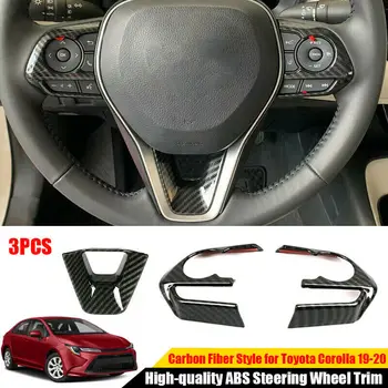 

New Arrival High Quality 3pcs For Toyota Corolla 2019 2020 Hatchback Carbon Fiber Style Steering Wheel Trim