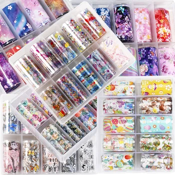 럭셔리 호일 네일 로고 전송 네일 스티커, 디자이너 패션 네일 아트 데칼 장식 종이 데칼 브랜드 J3D, 4x100cm, 10 롤