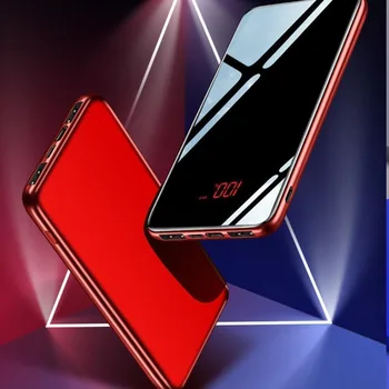 ワイヤレス電源銀行デュアルusbミラースクリーン30000ワイヤレス充電powerbank bateriaの外部ためiphone8 × 急速充電