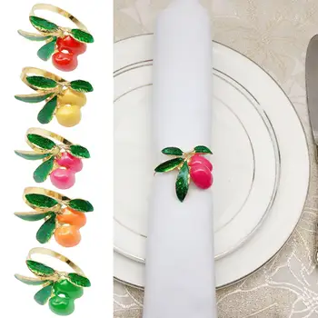 

6Pcs Hotel Dinner Fruit Jujube Lemon Shape Circle Party Napkin Ring Towel Buckles Ornaments Supplies