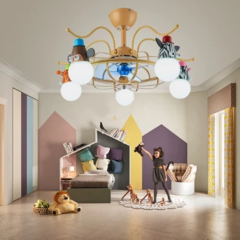 

Cartoon Ceiling Fan Lamp for Children Silent Motor Intelligent Remote Control Fan Lamp Bedroom Study Kindergarten Lamps