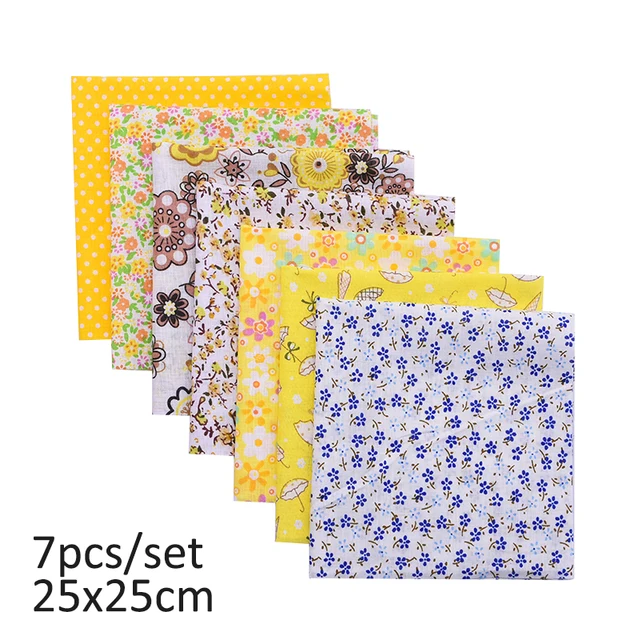 20cmx25cm and 25cmx25cm Cotton Fabric Printed Cloth Sewing Quilting Fabrics for Patchwork Needlework DIY Handmade Material 7pcs 25x25cm