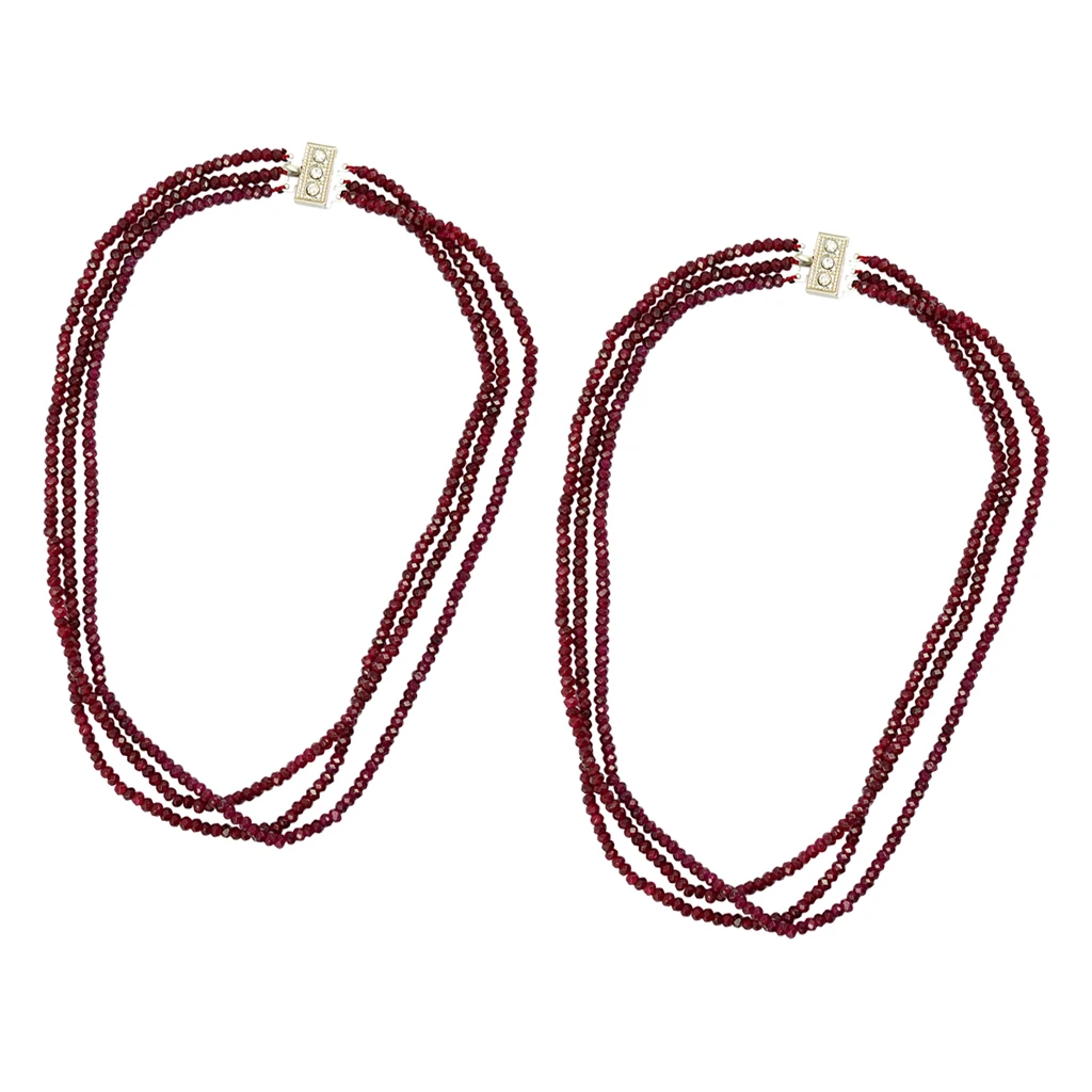 

2 Pcs Multiple Rows Sweater Necklace Choker Faceted Rondelle Beads Necklace