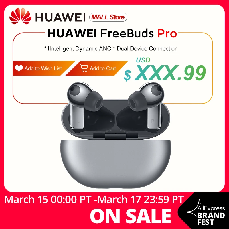 In Voorraad Global Versie Huawei Freebuds Pro Smartearphone Qi Draadloze Lading Anc Functie Voor Mate 40 Pro P30 Pro