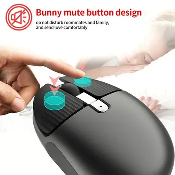 

HXSJ M106 2.4G Wireless Mouse Rechargeable Mouse Mute Button Mouse with Hide Desktop Button for PC Laptop Black