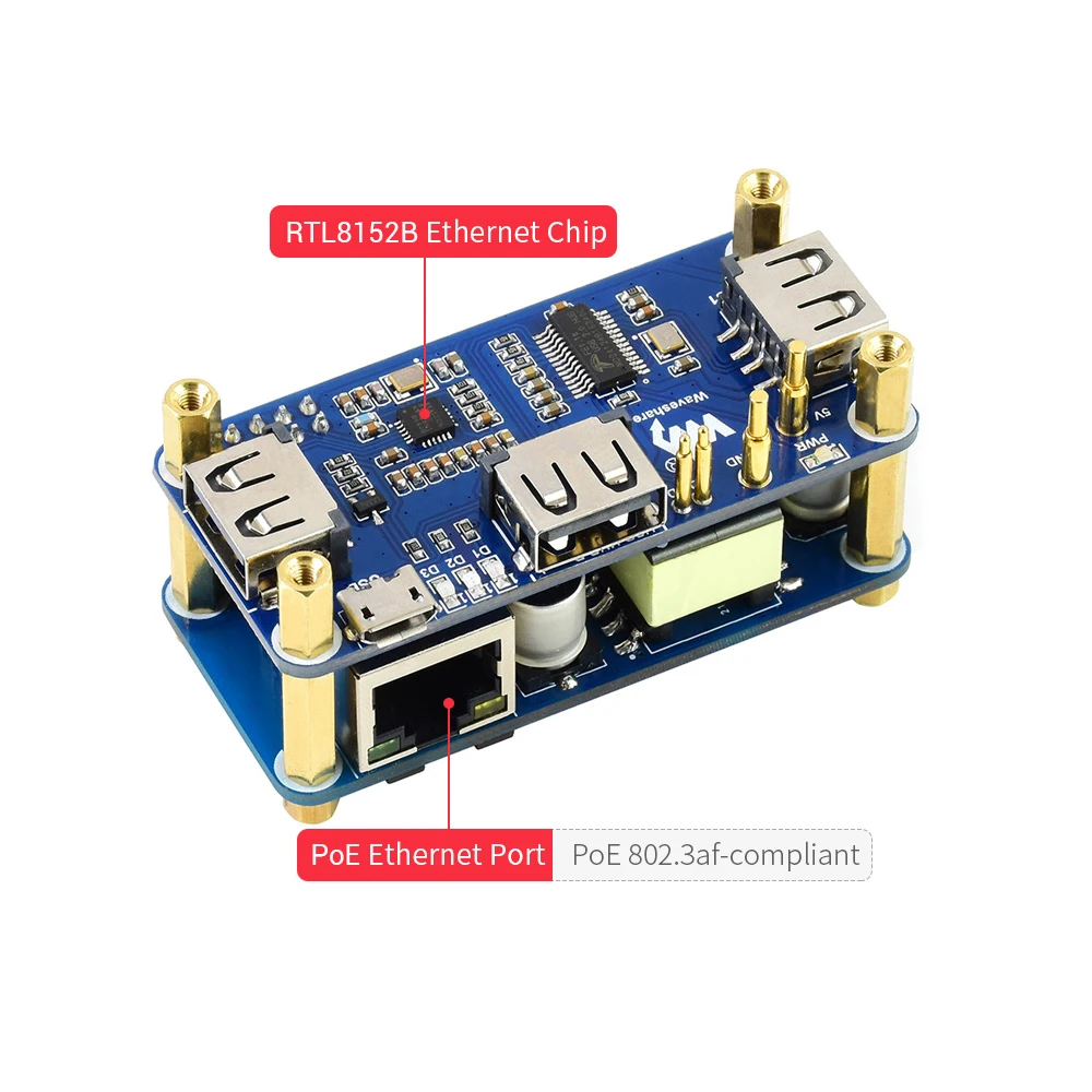 Raspberry Pi-poe Ethernet Usb Hub x Portas Usb 2.0 Rj45 802.3af Rtl8152b Compatível com Raspberry pi Zero w wh 1.3 - Imagem 3