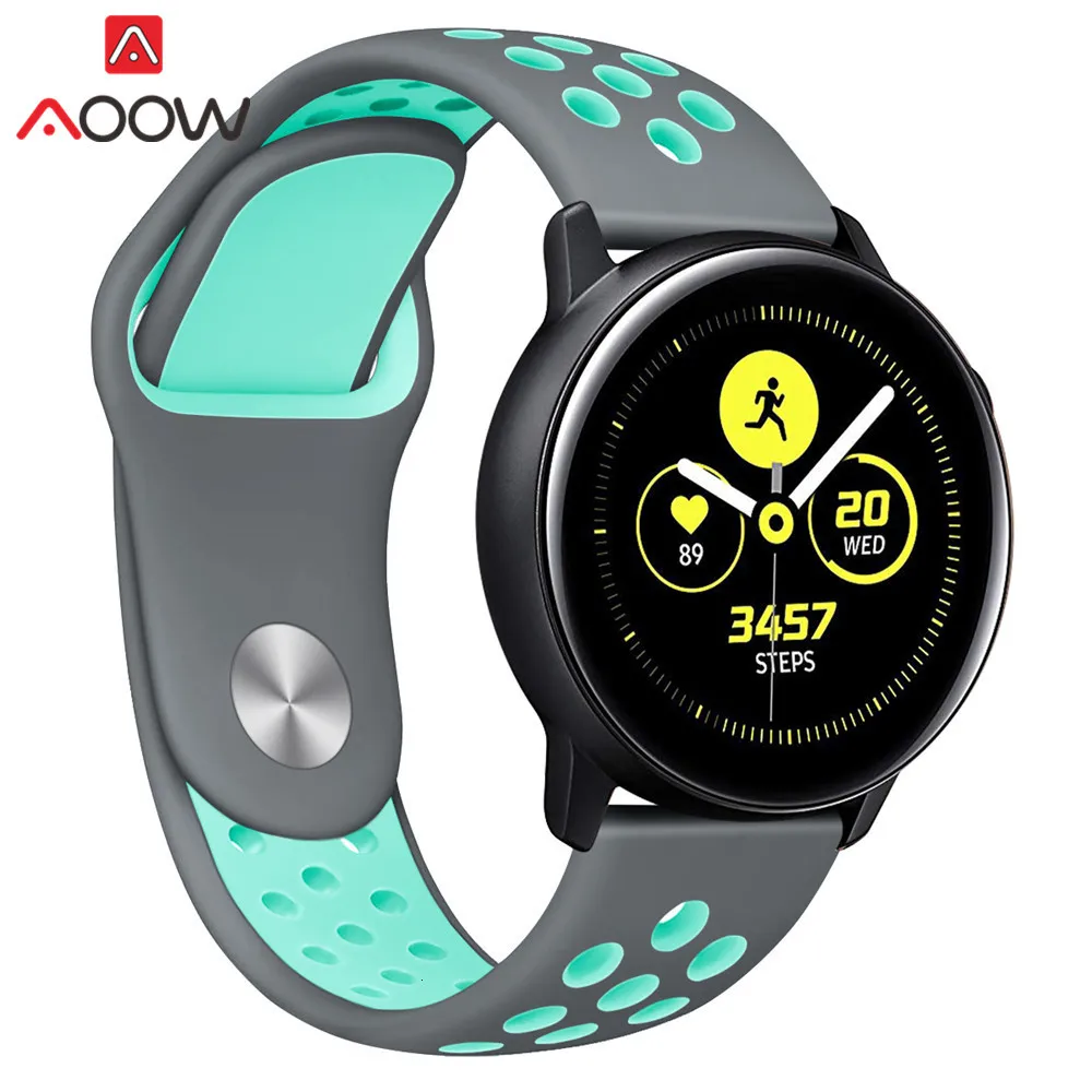 20 мм силиконовый ремешок для samsung Galaxy Watch Active 42 мм Шестерни S2 Amazfit bip дышащие отверстия резиновый браслет ремешок Ремешок