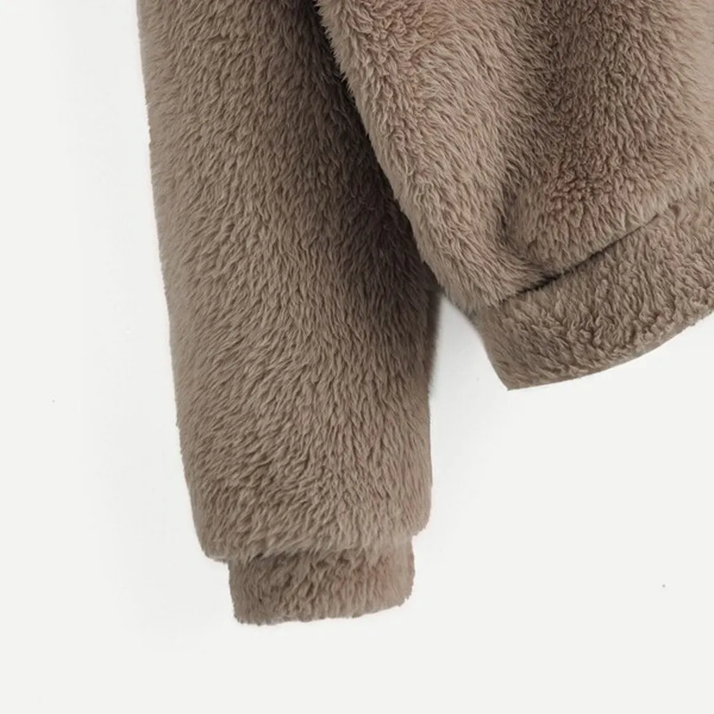 Женская флисовая толстовка с длинными рукавами, теплая форма уха медведя, Пушистый пуловер с капюшоном, плотные зимние теплые толстовки с капюшоном
