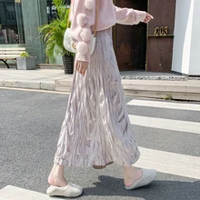 Бархатная юбка в складку, чтобы показать, НОВАЯ тонкая юбка с высокой талией,, женские юбки