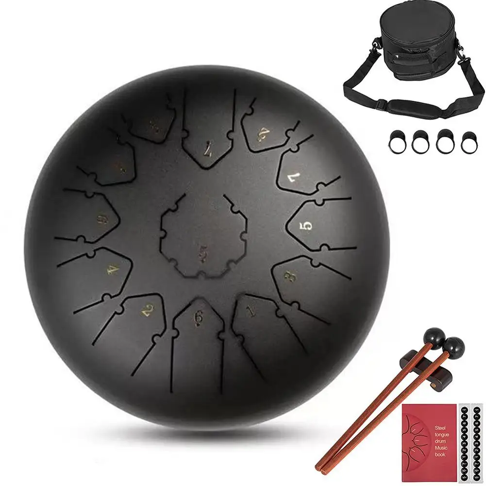 12 дюймов 13 нот Hangdrum Handpan стальной язык барабан с молотками музыкальная Книга сумка ударный инструмент для музыкальных терапевтов