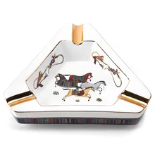Аксессуары для сигар домашняя пепельница для сигар портативная керамическая 3 сигары пепельницы для сигарет Табак держатель для сигарет лошадь треугольная уличная