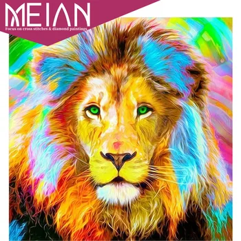 

2020 Meian Lion 5D Diamond Embroidery Sale Animal Picture Of Rhinestones Home Decor Diamond Painting Lion Needlework Handicrafts