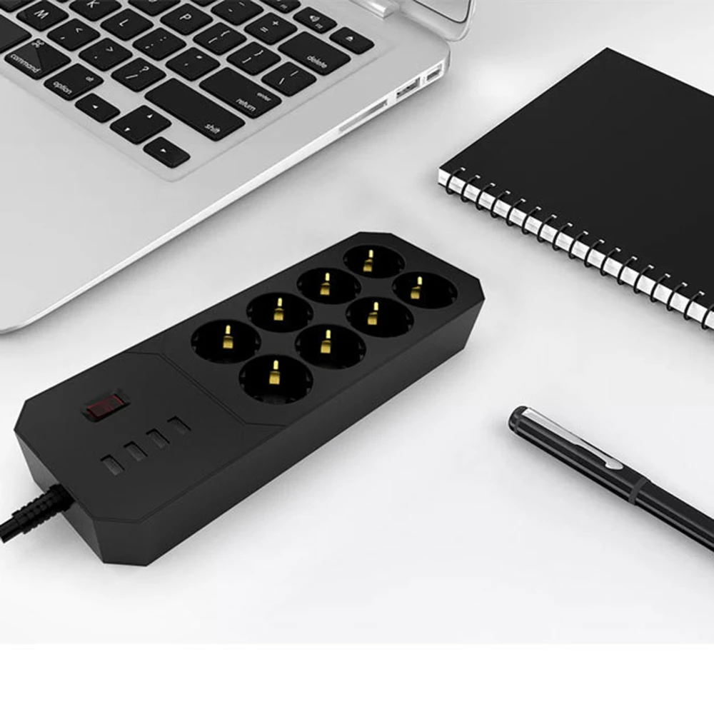 Несколько Мощность полосы Стабилизатор напряжения 8 розетки ЕС розетка с USB