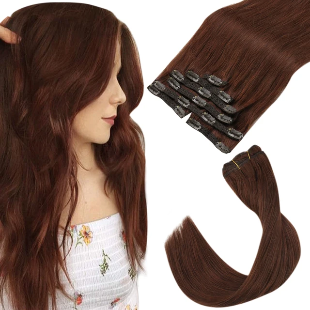 VeSunny Clip in Hair Extension Human Hair Ombre Blonde Remy Seamless Hair Extension Human Hair Brown Balayage Natural Human Hair 33