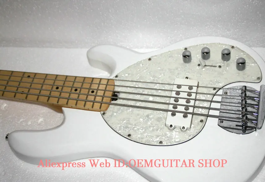 Белый 5 струн электрическая басовая гитара кленовый гриф Высокое качество бас гитары Горячая