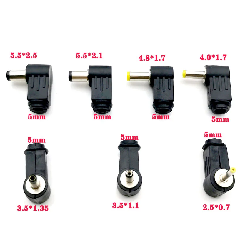

5Pcs Black 2.1mm x 5.5mm 2.5mm x 5.5mm DC Power Male Plug Jack Adapter 90 Degree Male 5.5*2.1 5.5*2.5 mm DC Power Plug Connector