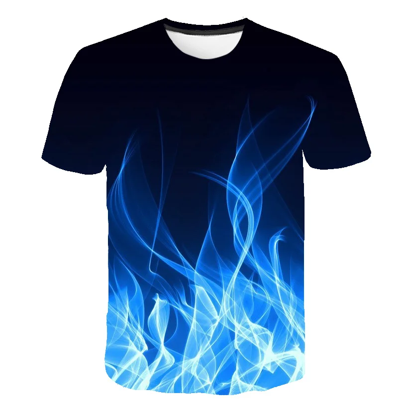 Мужская и Женская Повседневная модная футболка с 3D изображением пламени Новая летняя настраиваемая футболка с 3D рисунком топы для движения элегантная мужская футболка с изображением пламени - Цвет: 2387