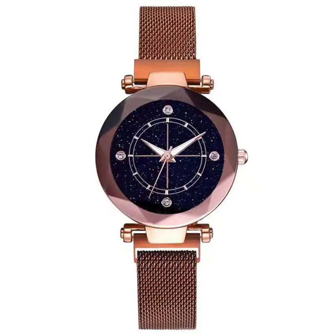 

Star Surface Douyin Magnet Lazy Man-made Diamond Milan Mesh Belt STUDENT'S Watch Women's Quartz Watch