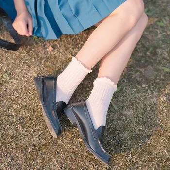 

1 Pair Women Socks Autumn New Fashion Lace Socks Cotton Solid Color Cute Women Fashion Lady Long Socks