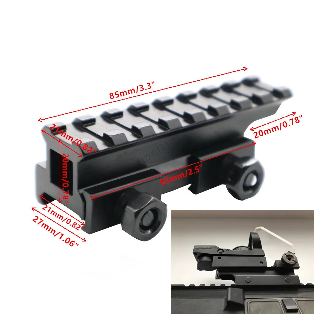 

MIZUGIWA Tactical 8 Slot See-Thru Flat-Top Riser Base AR Dovetail Scope Extend Mount Weaver Adapter 20mm Picatinny Rail Pistol
