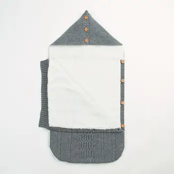 

Autumn Knitted Envelopes For Newborns Baby Stroller Bedding Swaddle Wrap Sleep Sack Blankets Grey Velvet Infantil Sleeping Bags