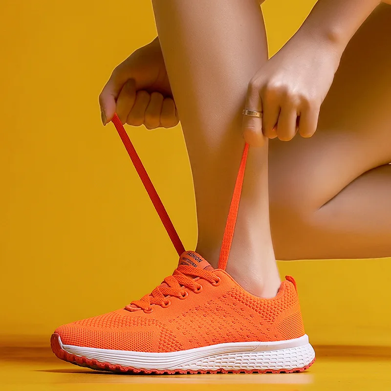 

2019 New Style Versatile Large Size WOMEN'S Shoes Lace-up Fly-kit Mesh Running Shoes Students Flat Athletic Shoes Trendy Shoes