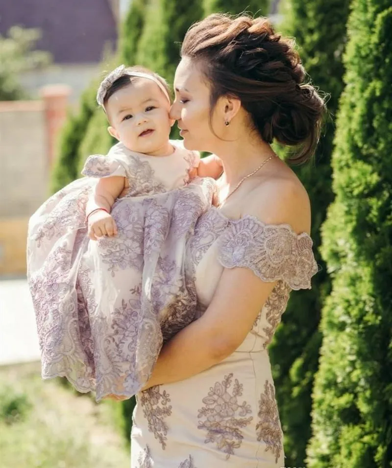 a juego rosa para madre e hija, vestido de para bebé, vestidos de bautizo con de encaje, vestido de bautismo de primera comunión| Trajes iguales de familia| - AliExpress