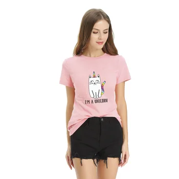 

Women Gray T Shirt Copy Cat design T-Shirt cute girl Tops fashion cool casual Tee