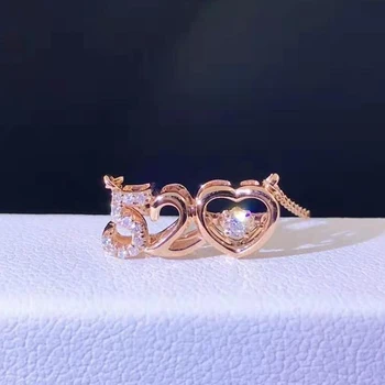 

18K Rose Gold Real Diamond Women Pendant Necklaces 520 Heart Number Wedding Party Engagement Anniversary Birthday Present
