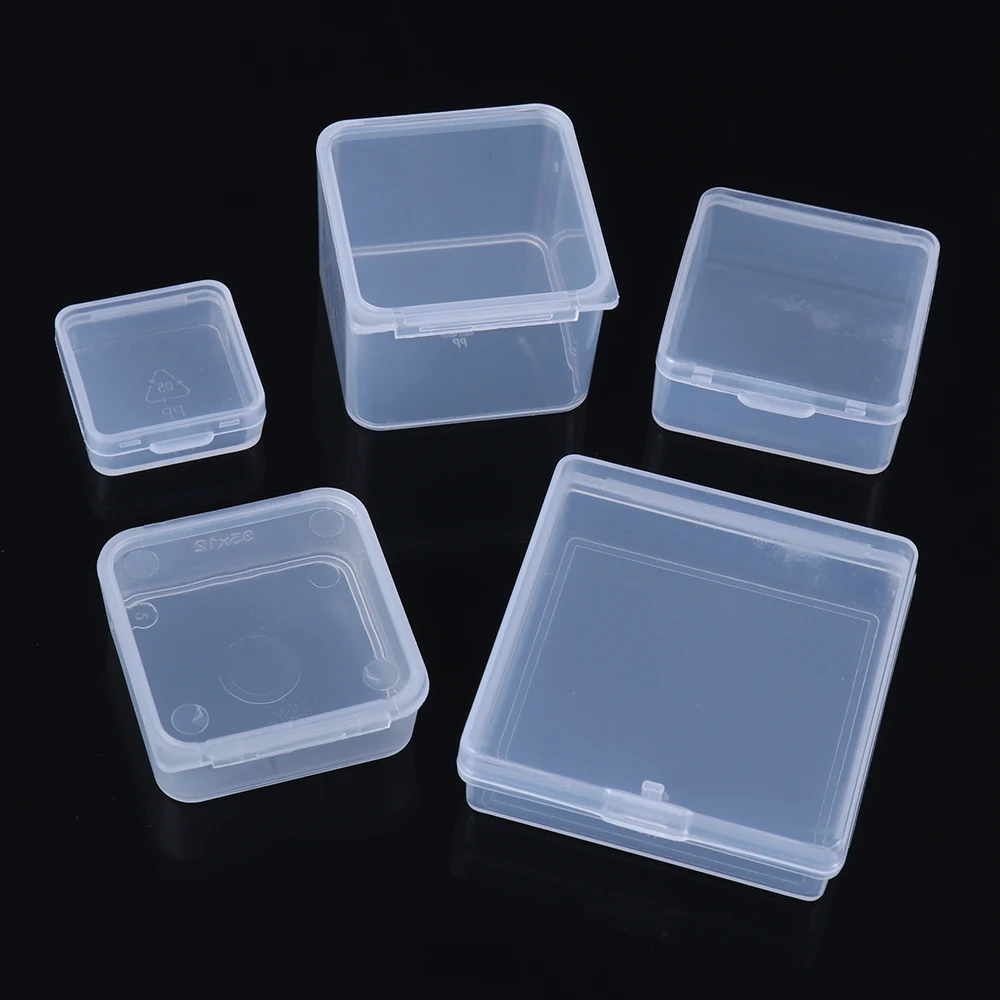 Square round plastic transparent storage box small items sundries