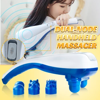 

Electric Handheld Massager Hammer Vibrating Double Head Neck Back Body Cervical Vertebra Relax Stick Roller With 6 Massage Heads