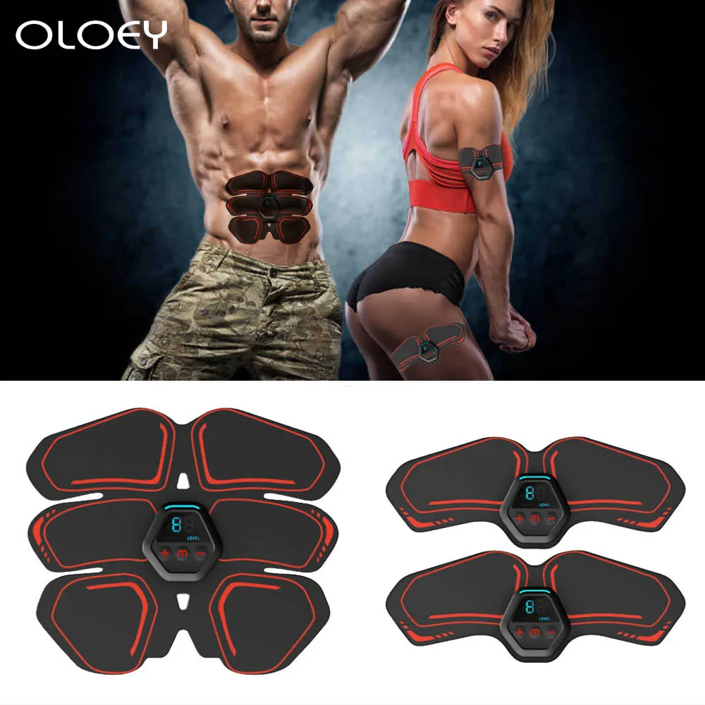 EMS Body Building Abdominal Smart Fitness Equipments Electric Muscle Toner Machine Wireless Toning Belt USB Charging Home Gym
