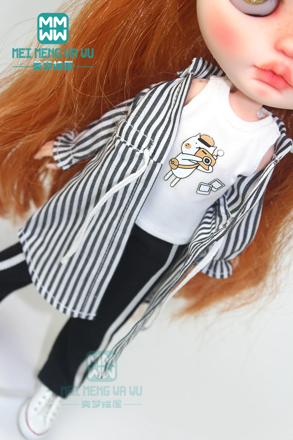 1 шт. одежда Blyth Doll полосатая рубашка, жилет, спортивные штаны для Blyth Azone OB24 OB23 кукла 1/6 аксессуары