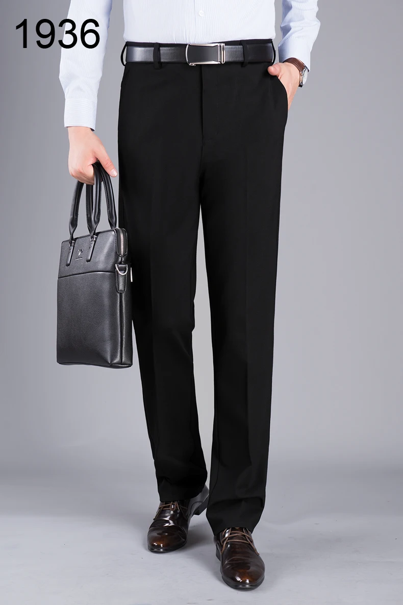 Mu Yuan Yang Men's Autumn Fashion Business Casual Long Pants Suit Pants Male Elastic Straight Formal Trousers Plus Big Size