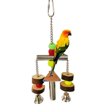 

Bird Stand Toys Parrot Swing Cage Bell Hanging Up Pet Toy Parrot Cockatiel Parakeet Bird Muzzle Chew Sound Toys