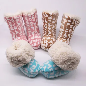 

Cute Cartoon Baby Winter Boots Plus Velvet Warm Toddler Shoes Soft Sole lovely Snow Boots For Baby Boy 0-1Y