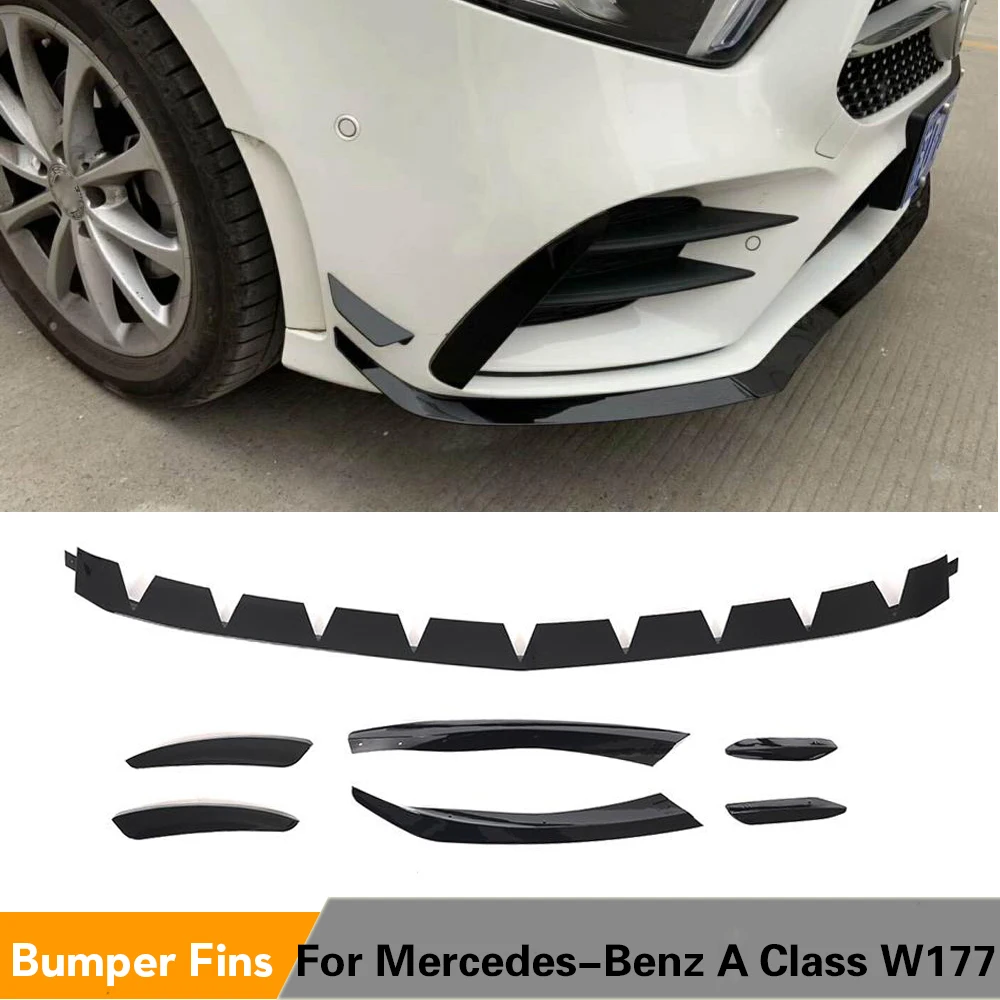 Глянцевый черный спойлер для переднего бампера Mercedes-Benz A Class W177 Sport A200 A35 A45 AMG 2019 PP с