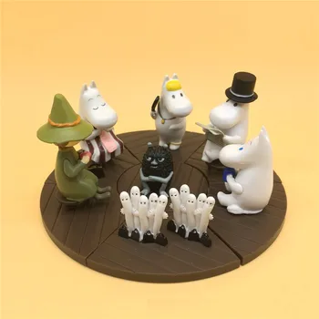 

8 pcs pvc hippopotamus Moomi nicknack Miniature landscape gardening figures guessbox home decoration Creative toys gift for kids