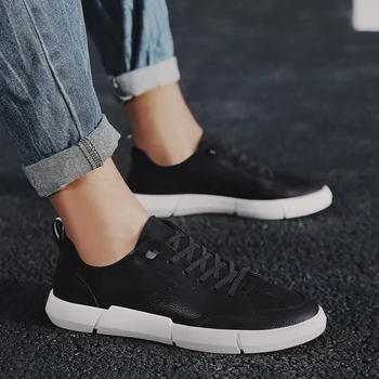 

Men Casual Shoes Leather Fashion Black Male Shoes outdoor fashion flats shoes Adult mocassin homme Chaussure Homme footwear