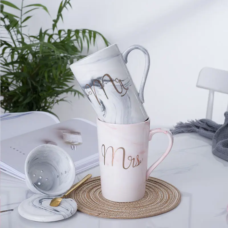 Mug Lovers Cup Nordic Flower Teacup Ceramic Filter Tea Water Separation with Lid Spoon Custom Tazas De Ceramica Mugs | Дом и сад