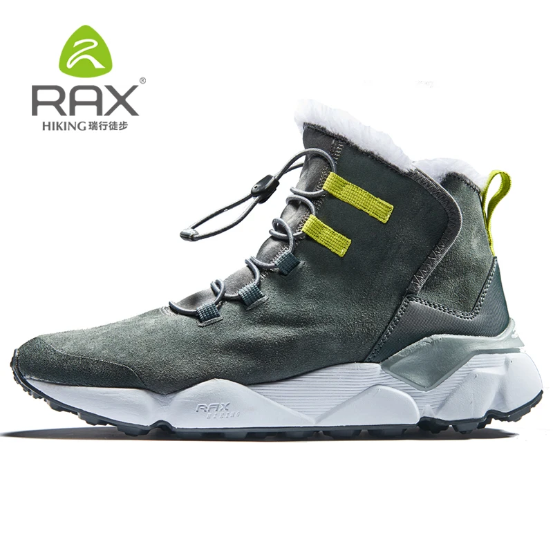 

RAX New Winter Men's Boots Warm Wool Sneakers Outdoor Unisex Athletic Sport Shoes Comfortable Running Shoes Sale Size EU36-46