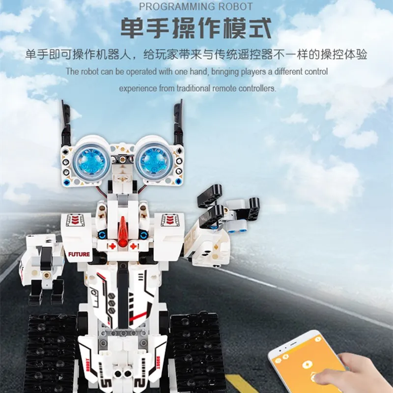 Remote Control APP Programming Robot 2.4G RC Movable Crawler Type Gravity Sensor Path Mode Assembled Building Block Robot Toy 2